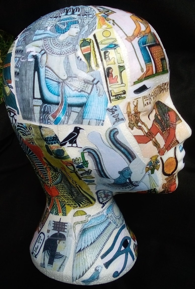 Decoupage Female Mannequin Head Egypt Pharaoh King Tut Tutankhamun Mask