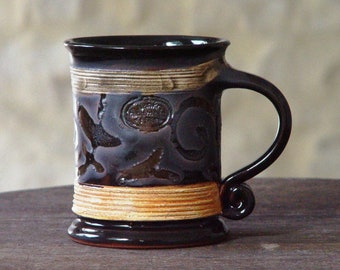 Handmade Black Ceramic Mug | Unique Pottery Tea Cup | Matte & Glossy Finish | Kitchen Decor | Danko's Artistry