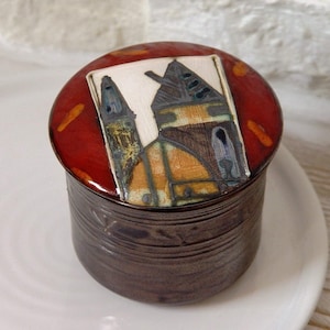 Elegant Handpainted Ceramic Sugar Canister - Artisan Pottery Jar - Kitchen Storage - Christmas Gift