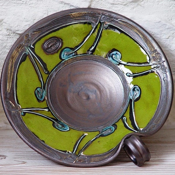 Wheel Thrown Green Pottery Fruit Bowl | Wedding & Anniversary Gift | Handpainted Ceramic Centerpiece Tray