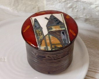 Elegant Handpainted Ceramic Sugar Canister - Artisan Pottery Jar - Kitchen Storage - Christmas Gift