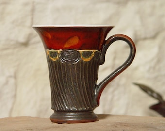 Handmade Red Pottery Mug - Ceramic Christmas Gift - Kitchen Decor - Danko Pottery - 200ml Capacity