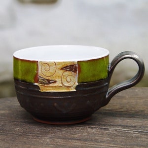 Danko Keramik Grün Espressotasse - Einzigartige handgefertigte Keramik Teetasse, 150ml - 5 oz, Küchendekoration, Geschenk für Sie