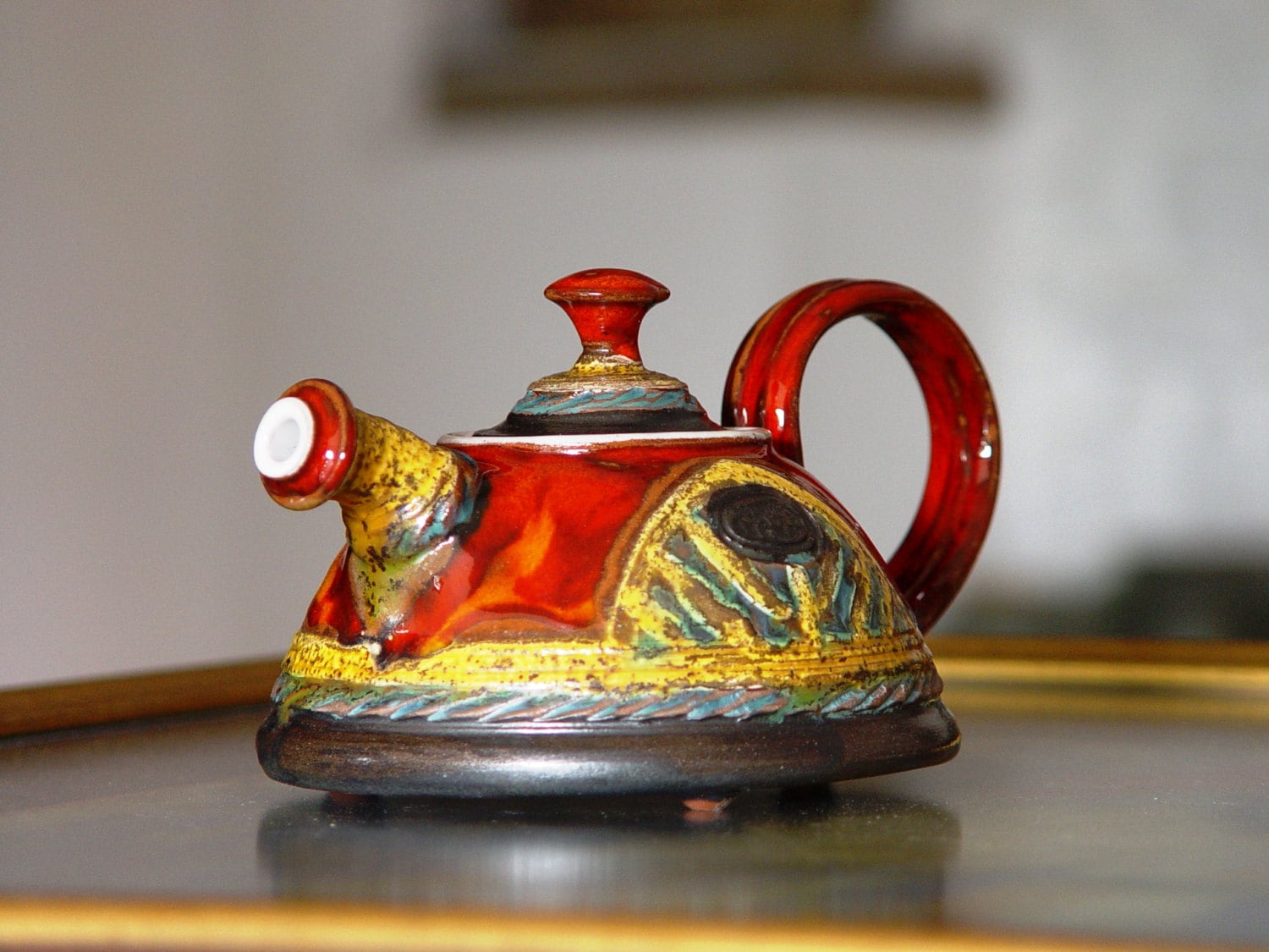 Cute and Tiny Handmade Teapot, Pottery Tea Pot for One. Sweet Ceramic