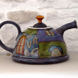 Colorful Handmade Ceramic Teapot Danko Pottery Unique Clay Tea Pot with Hand Painted Decoration Kitchen and Dining Gift image 8