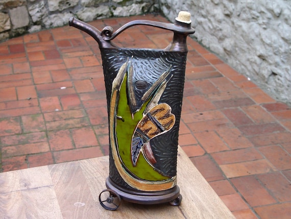 Hand-Painted Ceramic Teapot with Iron Accents | Unique Decorative Vessel | Kitchen Decor | Iron Anniversary Gift | Danko Pottery