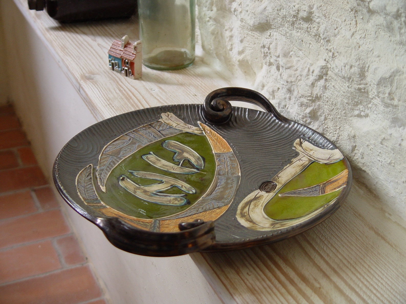 Handmade Green Ceramic Tray Pottery Serving Platter Wall Etsy