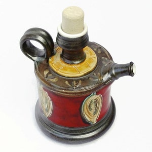 Handmade Red Ceramic Pitcher Christmas Gift, Wheel Thrown Pottery, Artistic Earthen Bottle, 350ml, Home Decor, Kitchen & Dining image 3