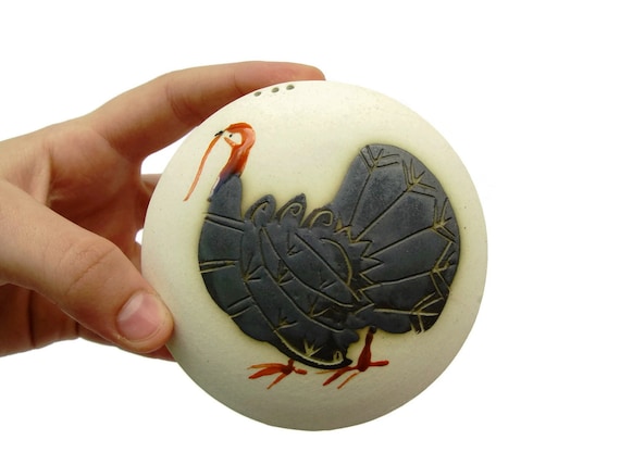 Handpainted Turkey Stoneware Salt Shaker | Funny Ceramic Pepper Shaker | Kitchen Decor | DankoHandmade