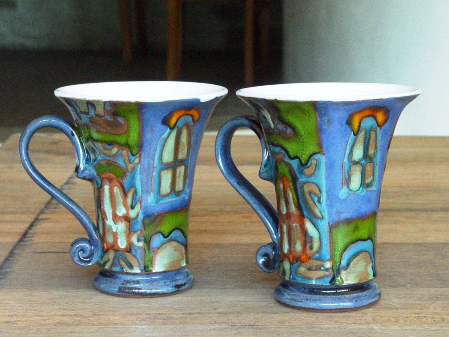  Handmade Red Pottery Mug - Slim Ceramic Cup - Unique Coffee Mug  - Danko Artisan Pottery - Christmas Gift - 150ml - Trees : Handmade Products