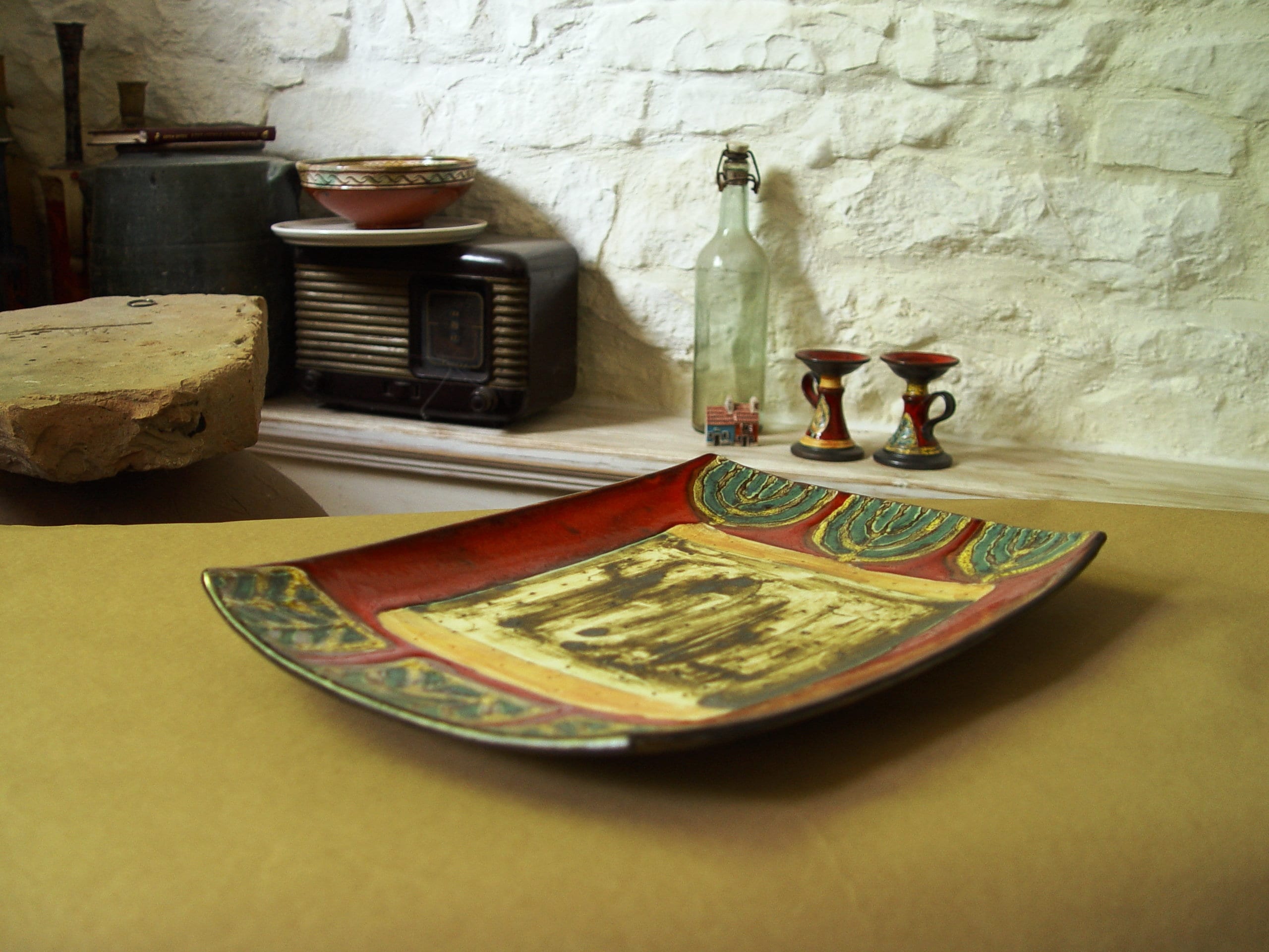 Decorative Ceramic Stoneware Tray - Rectangular Pottery ...