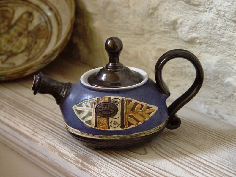 Blaue Keramik Teekanne Kleiner Teekanne Bild 9