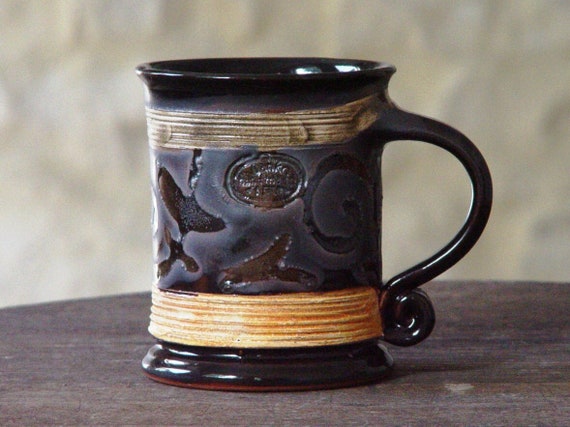 Handmade Black Ceramic Mug | Unique Pottery Tea Cup | Matte & Glossy Finish | Kitchen Decor | Danko's Artistry