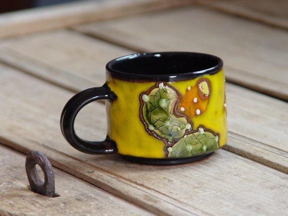 Espresso Cup - 5 oz Handmade Ceramic Mug | Danko Pottery Art | Colorful Coffee Lover Gift | Colorful Cactus Cup