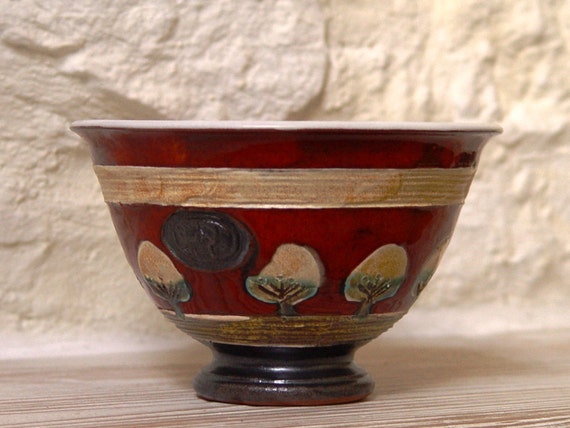 Christmas Gift - Red Ceramic Bowl for Soup, Salad, Ice Cream - Handmade Pottery - Wheel Thrown - Kitchen Decor - Gift for Her or Him