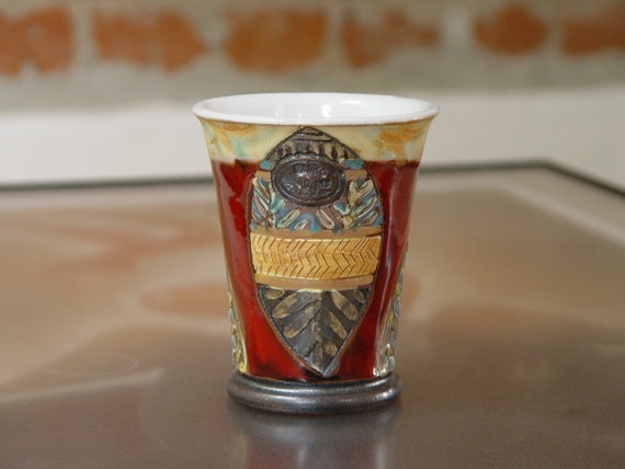 Handmade Pottery Tumbler - Red Wine Goblet - Unique Christmas Gift - 10 oz Clay Mug - Home and Living Decor - Kitchen Dining Drinkware