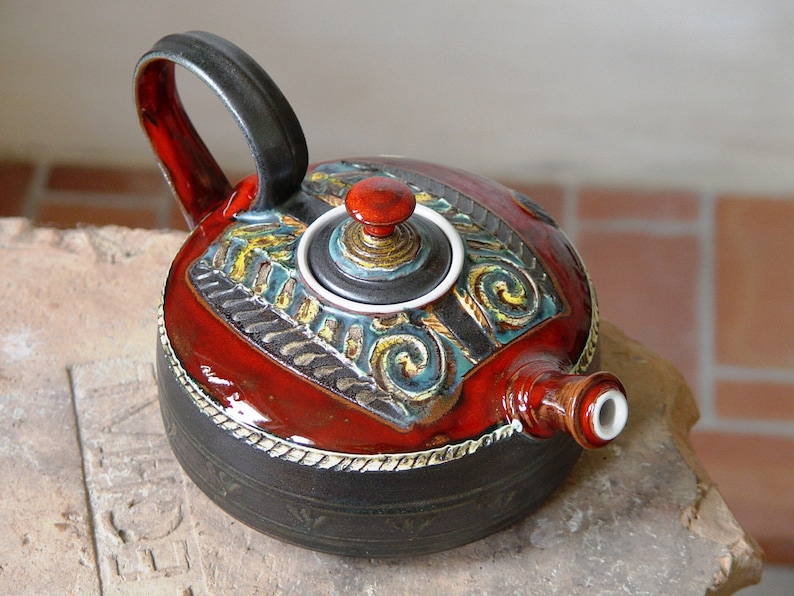 Christmas Gift Ceramic Teapot Handmade Pottery Tea Kettle image 4