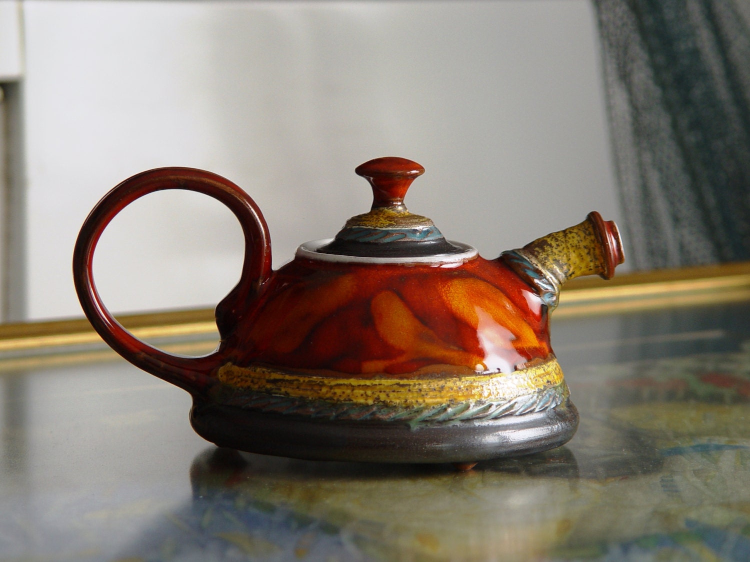 Cute and Tiny Handmade Teapot, Pottery Tea Pot for One. Sweet Ceramic