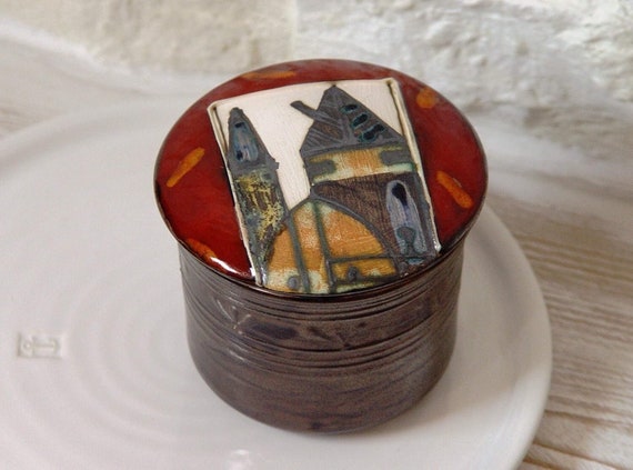 Elegant Handpainted Ceramic Sugar Canister - Artisan Pottery Jar - Kitchen Storage - Christmas Gift