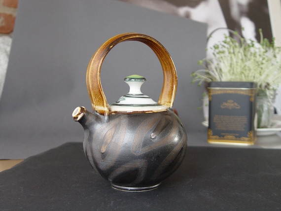 Handpainted Floral Stoneware Teapot - Artistic Ceramic Kettle - Elegant Handmade Pottery - Unique Home & Kitchen Gift