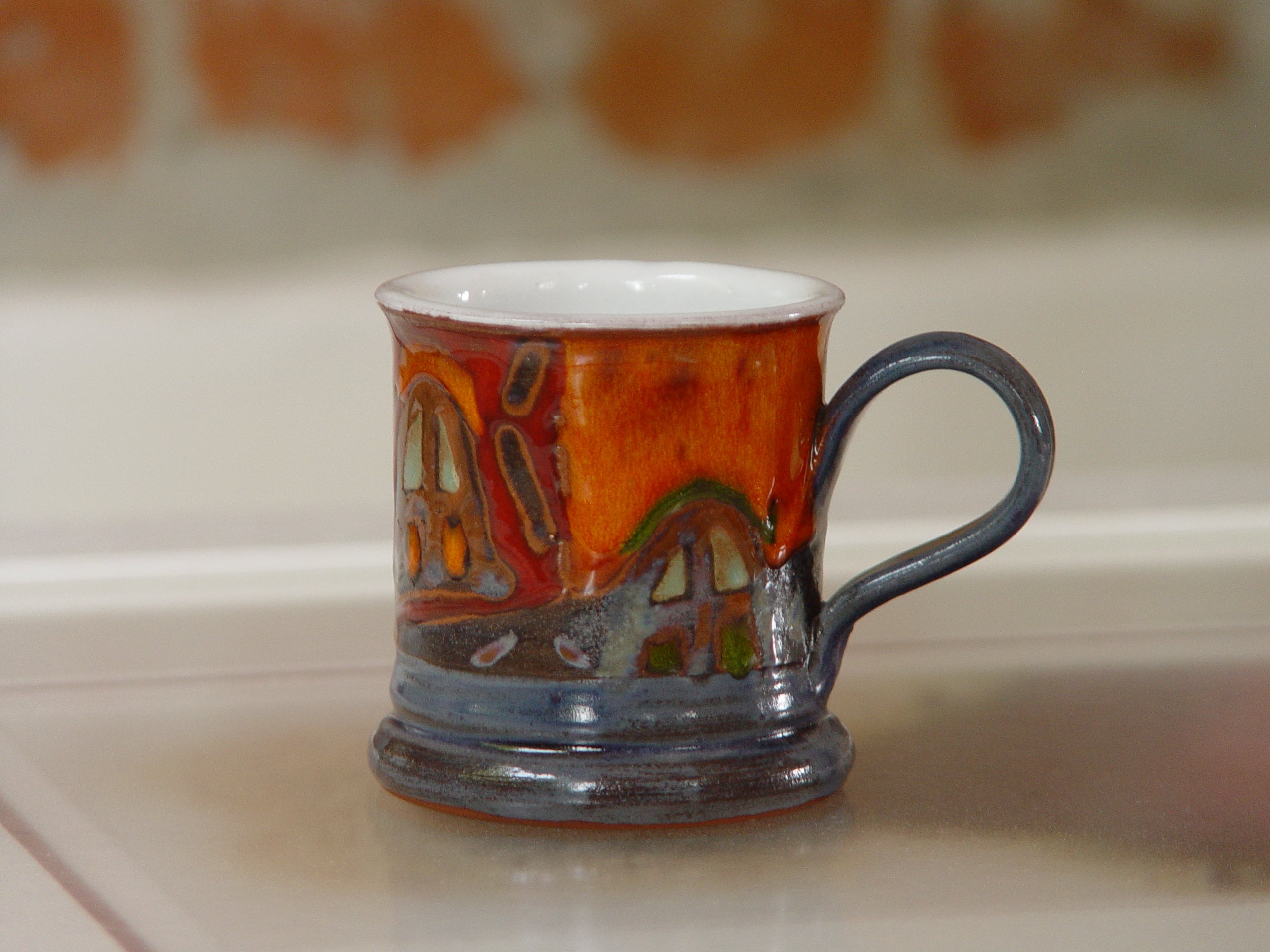 Handmade Red Pottery Mug Slim Ceramic Cup Unique Coffee Mug Danko Artisan  Pottery Christmas Gift 150ml Trees 