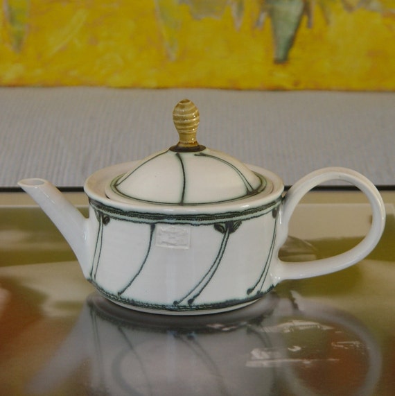 Handmade Glazed Stoneware Teapot - Floral Decor - Unique Ceramic Kettle - Danko Ceramics - Tea Lover's Gift - 850ml