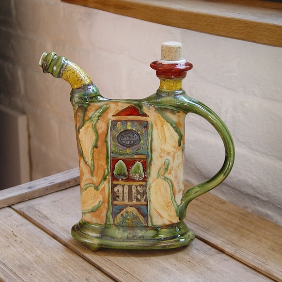 Colorful Handmade Clay Pitcher - Decorative Ceramic Jug - Water Jug & More