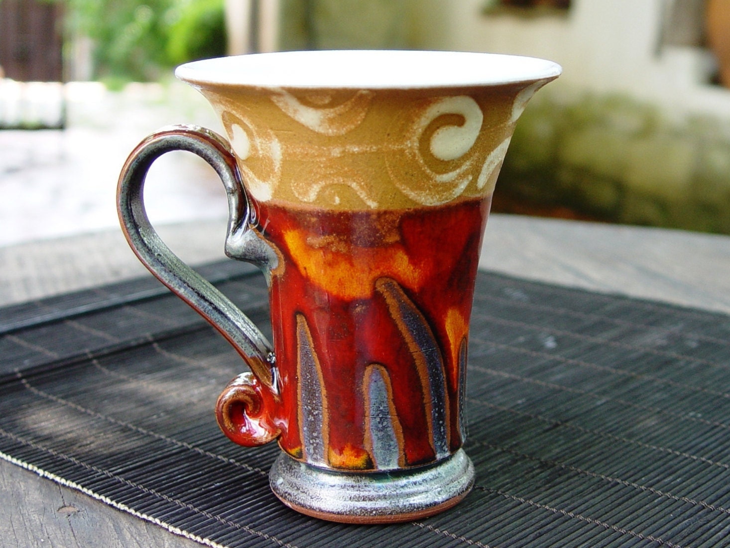 Handmade Red Pottery Mug Slim Ceramic Cup Unique Coffee Mug Danko Artisan  Pottery Christmas Gift 150ml Trees 