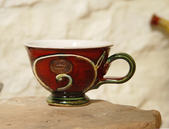 Christmas Gift - Handmade Red - Green Pottery Mug, Coffee Tea Mug, Coffee Lovers Mug, Teacup, Ceramic Mug, Danko Pottery, Xmas gift