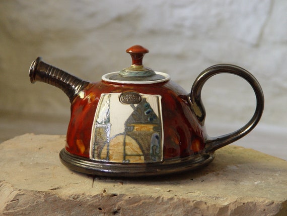 Handmade Red Ceramic Teapot – Unique Pottery Art for Tea Lovers – Perfect Christmas or Wedding Gift