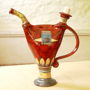 Ceramic Art Clay Kitchen Danko pottery Earthen Vessel Handmade Ceramic Jug Pottery Water Pitcher Unique Red Wheel Thrown Ewer