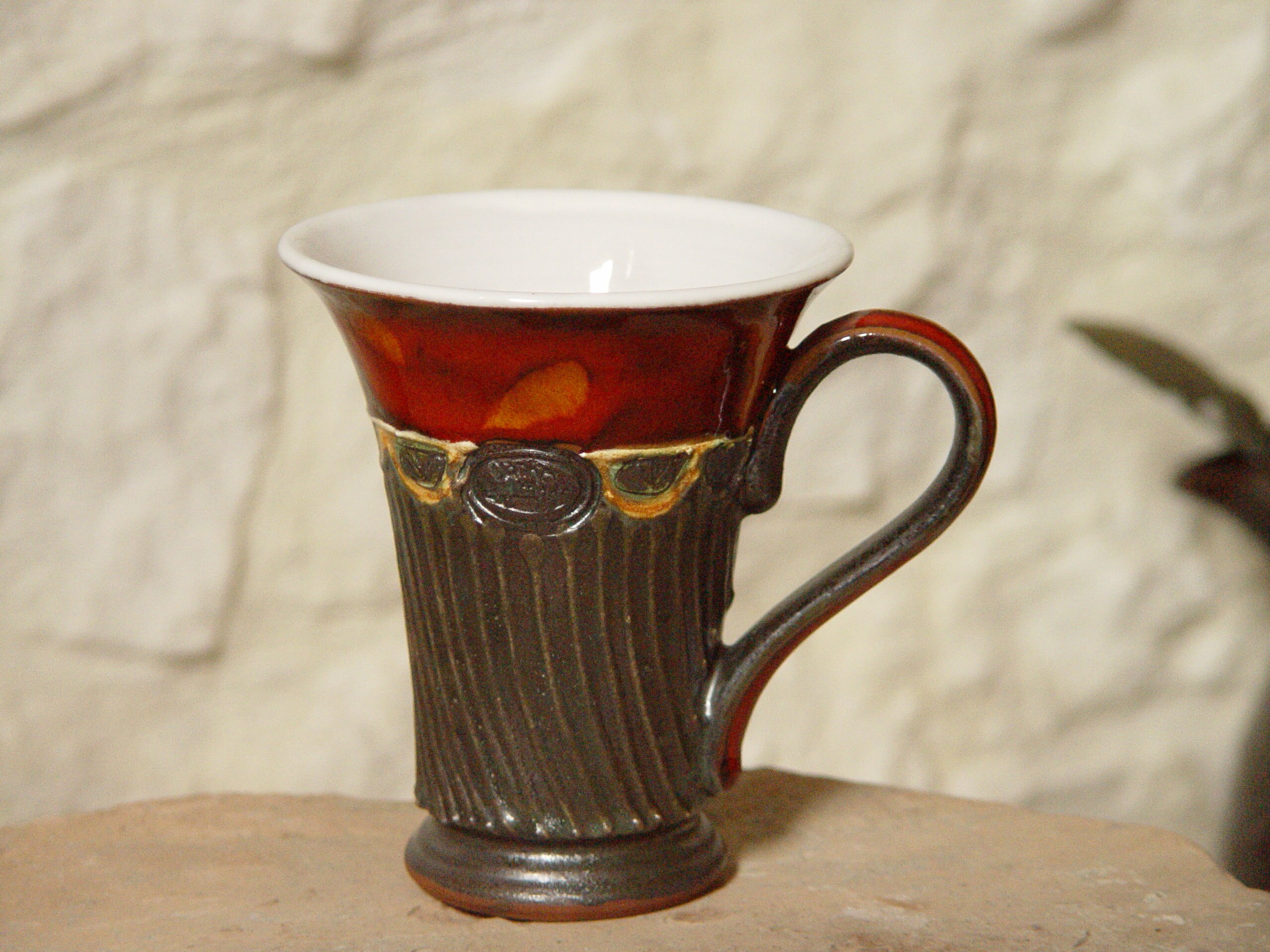  Handmade Red Pottery Mug - Slim Ceramic Cup - Unique Coffee Mug  - Danko Artisan Pottery - Christmas Gift - 150ml - Trees : Handmade Products