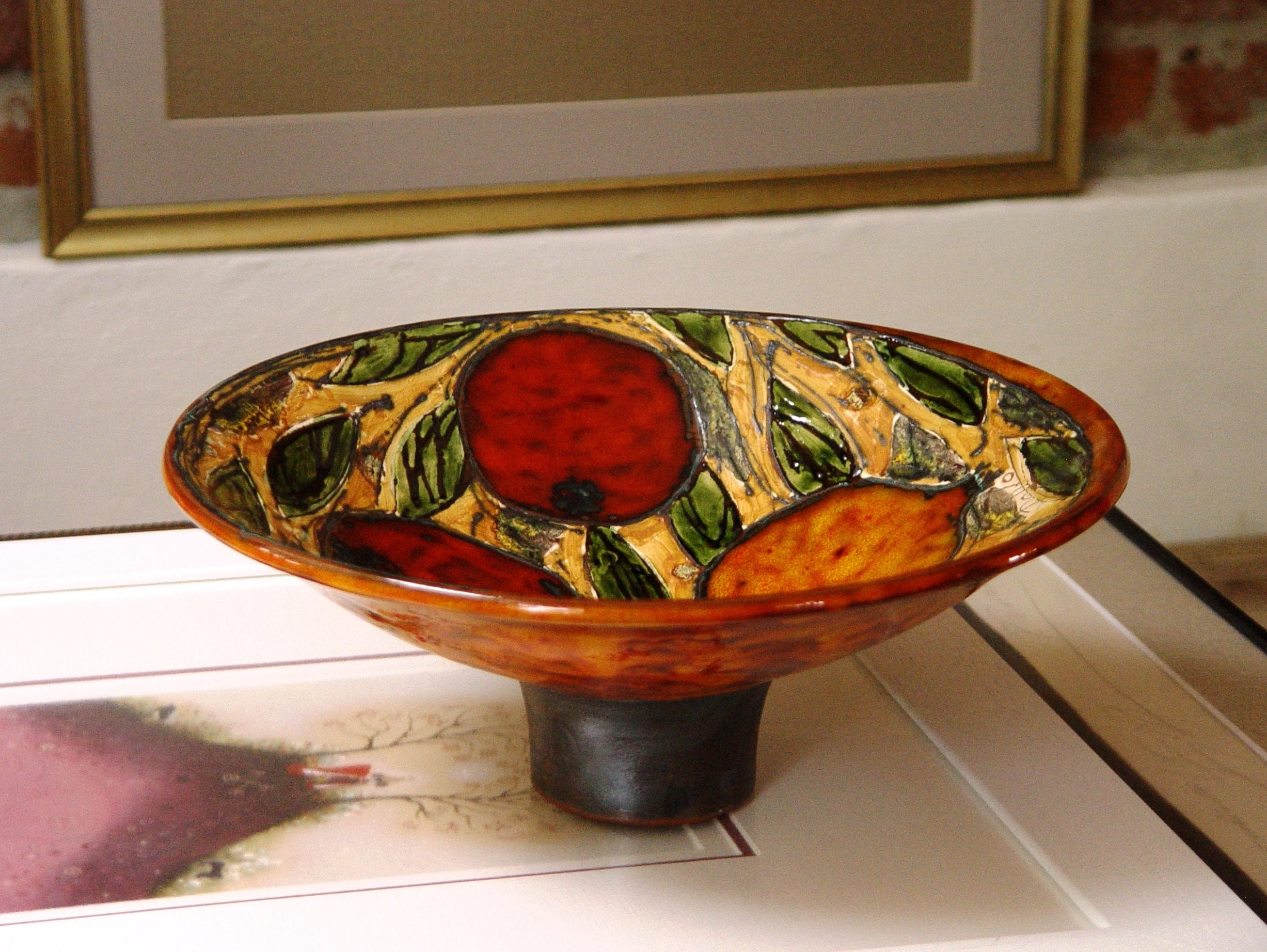 Unique Handmade Pottery Fruit Bowl Ceramic Bouquet with Pomegranates