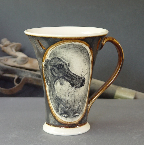 Handpainted Dog and Cat Stoneware Mug - Best Friends Coffee Cup, Unique Illustration Pottery, Durable Kitchen Art