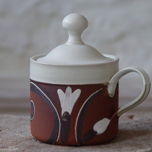 Stoneware Sugar Bowl, Pottery Sugar Container, Handmade and Hand Painted Sugar Bowl with Matte Finish, Sugar Box, Sugar Keeper
