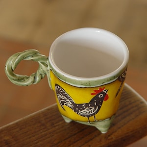 Handbuilt Ceramic Mug with a Rooster Pottery Stoneware Cup image 5