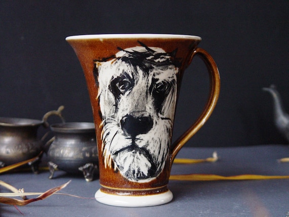 Handpainted Fox Terrier Stoneware Mug - 400ml | Unique Ceramic Coffee Cup - Functional Art