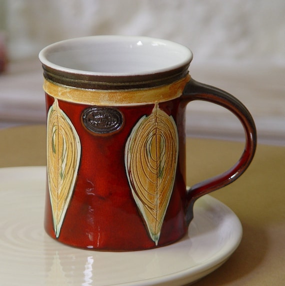 Handmade Red Ceramic Mug - 18oz Christmas Gift - Danko's Pottery - Artistic & Functional - Glossy/Matte Finish - Home Decor