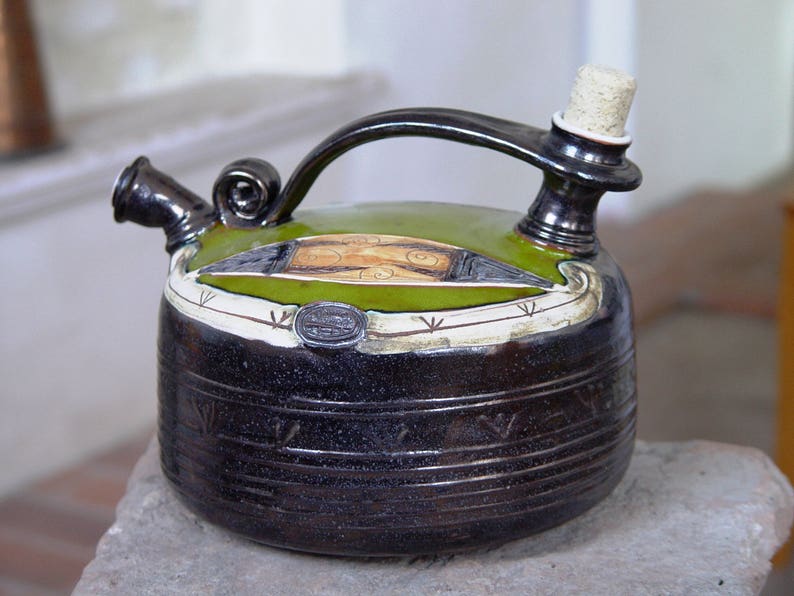 Wheel Thrown Ceramic Teapot. Handmade Pottery Coffee Pot Hot image 1