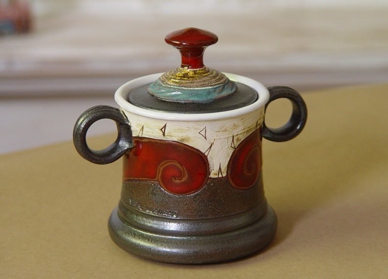 Colorful Handmade Sugar Bowl Ceramics Pottery Bowl with | Etsy