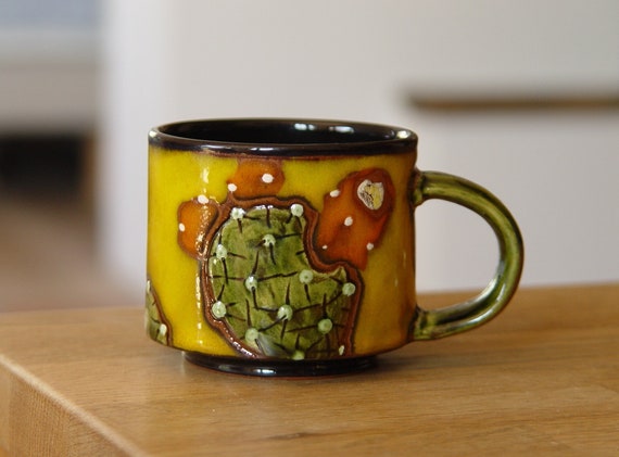 Cactus Espresso Cup - 5oz Handmade Ceramic Mug | Danko Pottery Art | Colorful Coffee Lover Gift