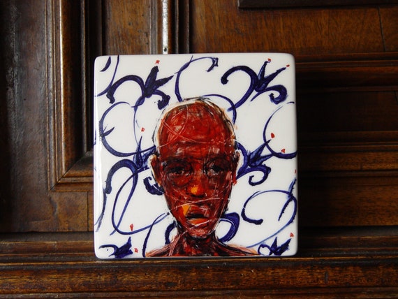 The Man from Sintra - Handmade Porcelain Azulejo Tile - Fine Art Ceramic Wall Decor - Unique Home Gift - Made in Bulgaria, Europe