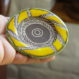 Sunny Hand Crafted Ceramic Saucer with Painted Feathers image 5