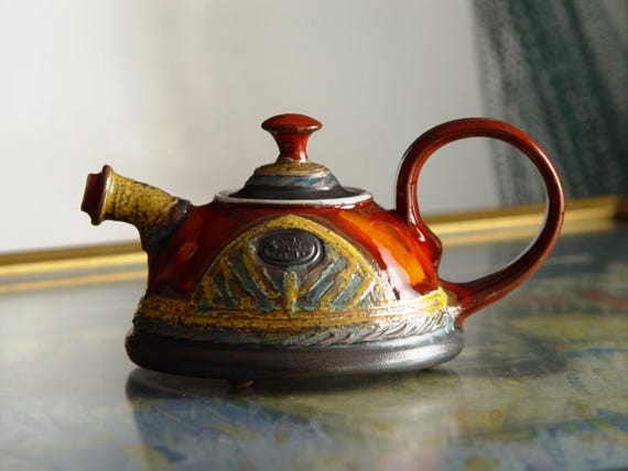 Handmade Ceramic Teapot for One - Cute Tiny Pottery Tea Pot - Perfect Christmas or Birthday Gift