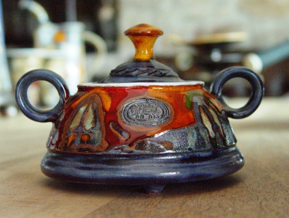 Pottery Sugar Bowl. Ceramic Bowl, Sugar Box with lid, Clay Sugar Bowl, Sugar Basin, Tea Set, Sugar keeper, Cute sugar bowl