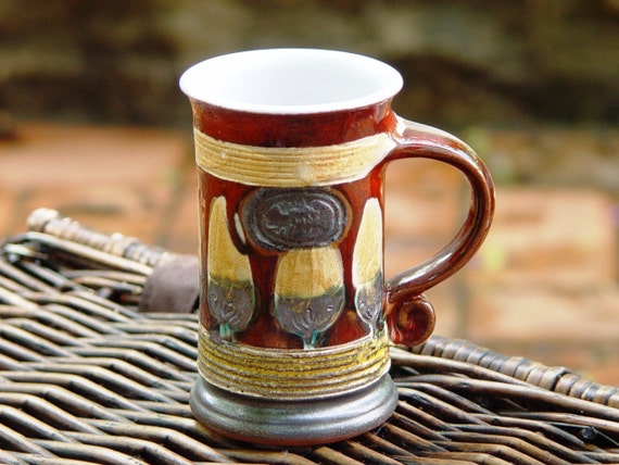 Handmade Red Pottery Mug Slim Ceramic Cup Unique Coffee Mug Danko Artisan  Pottery Christmas Gift 150ml Trees 