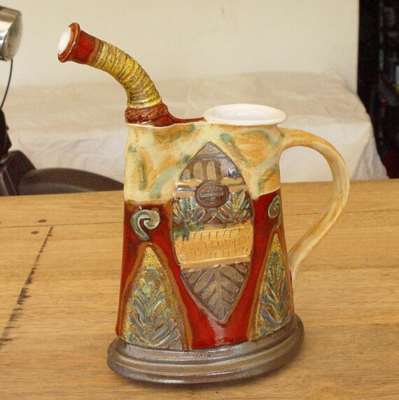 Colorful Hand-Painted Ceramic Wine Pitcher - Danko Pottery - 600ml Capacity