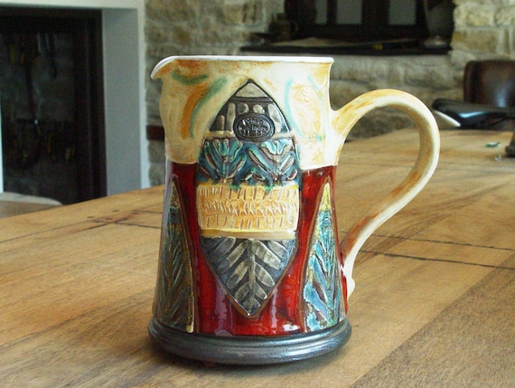 Ceramic Art Clay Kitchen Danko pottery Earthen Vessel Handmade Ceramic Jug Pottery Water Pitcher Unique Red Wheel Thrown Ewer