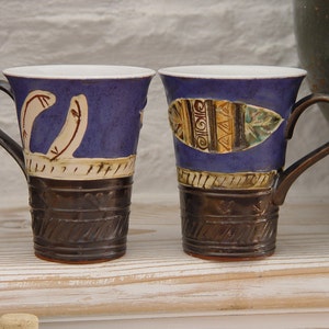 Blue Pottery Coffee or Tea Mug Unique Earthen Mug Ceramic image 5