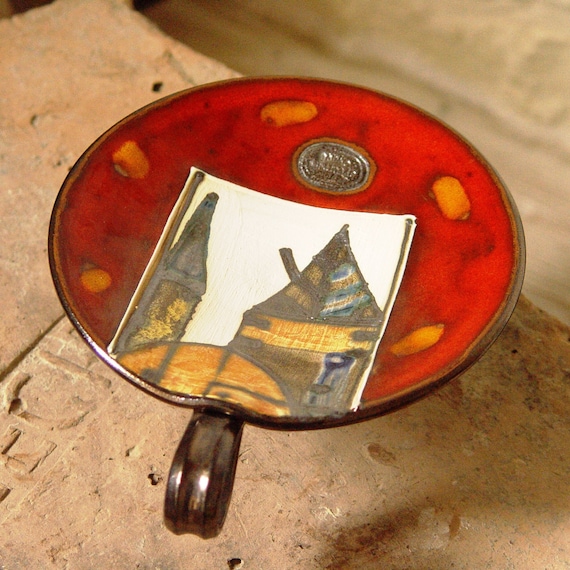Handmade Red Clay Candle Holder with Handle - Unique Home Decor by Danko Pottery